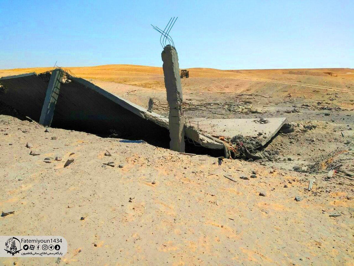 Fatemiyoun Brigade released the photos showing the aftermath of 16 Sep airstrikes on their positions near AlBukamal. No one injured or killed, according to Fatemiyoun