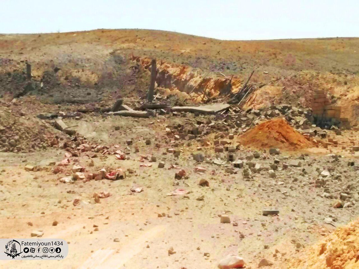 Fatemiyoun Brigade released the photos showing the aftermath of 16 Sep airstrikes on their positions near AlBukamal. No one injured or killed, according to Fatemiyoun