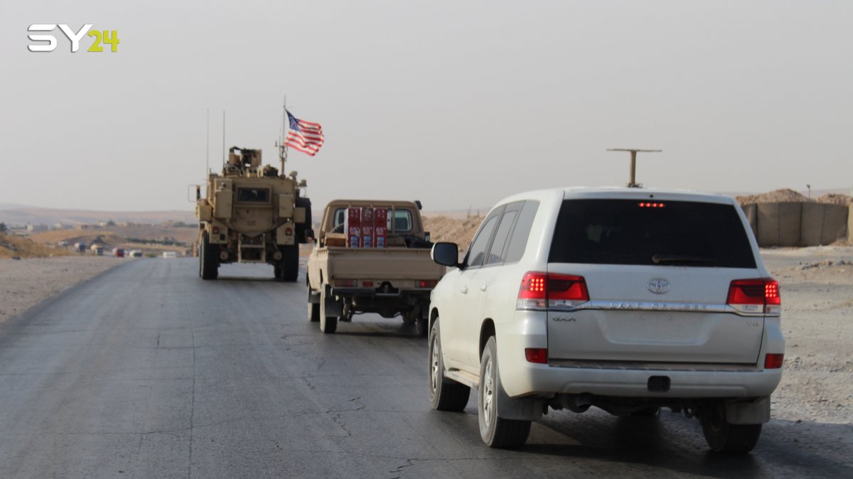 US forces withdraw from their military base in Kharab Ashk west of the city of Ain Issa, the base is one of the most important US bases in northeast Syria