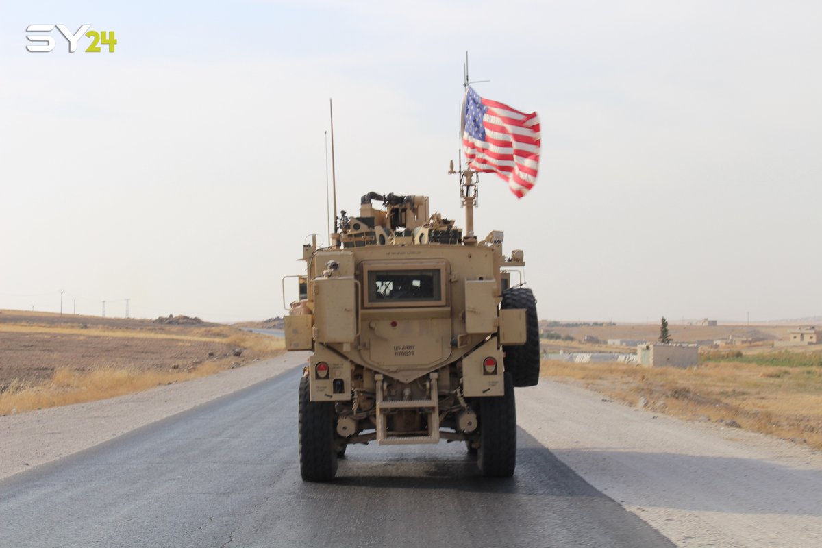 US forces withdraw from their military base in Kharab Ashk west of the city of Ain Issa, the base is one of the most important US bases in northeast Syria