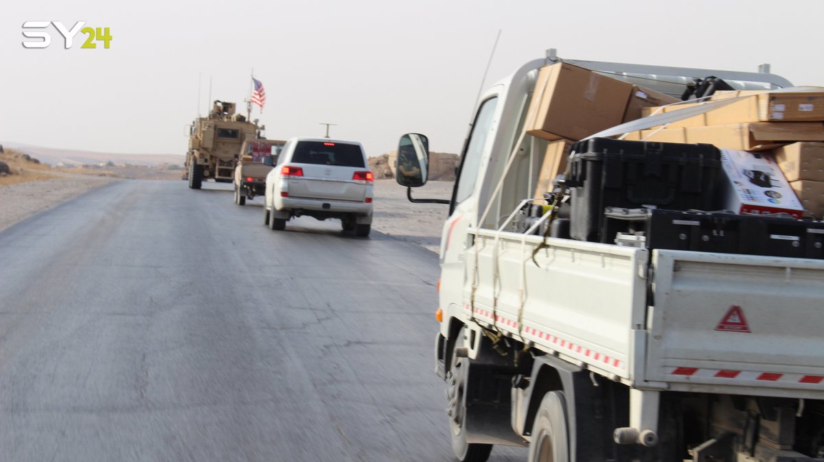 US forces withdraw from their military base in Kharab Ashk west of the city of Ain Issa, the base is one of the most important US bases in northeast Syria