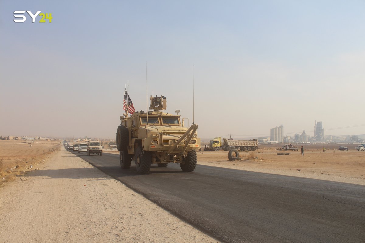 US forces withdraw from their military base in Kharab Ashk west of the city of Ain Issa, the base is one of the most important US bases in northeast Syria