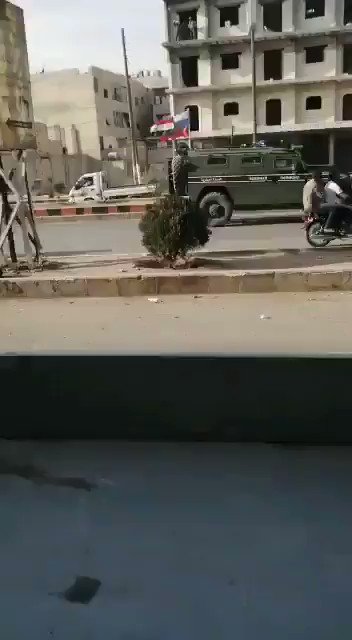 Russian military police patrol in Manbij city