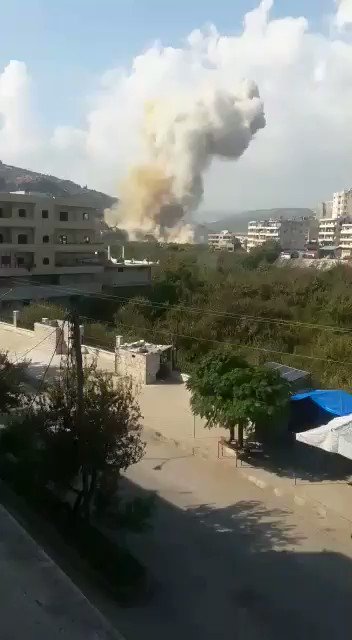 An unknown explosion in the center of Darkoush town in western Idlib countryside