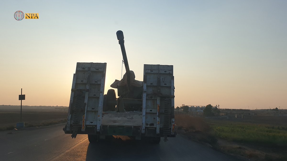 Syrian government forces bring more than 100 members of its soldiers, accompanied by two cannons, from the city of Hasakah, and stationed in the area of ​​Tal-Shamiran, west of Tal Tamr 