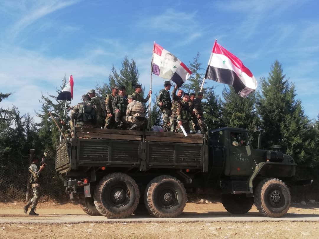 Syrian troops seen in Kurdish controlled areas in western Qamishli, NE Syria