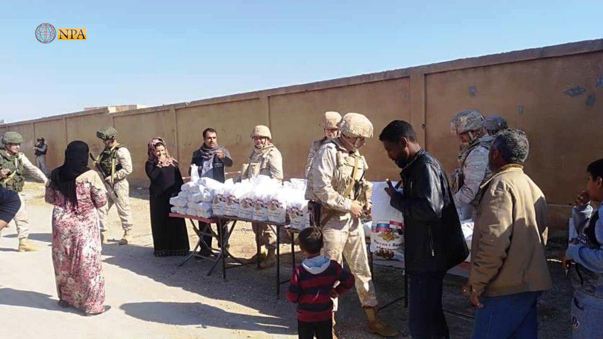 Russian Military police has distributed humanitarian aid in Ain Issa today