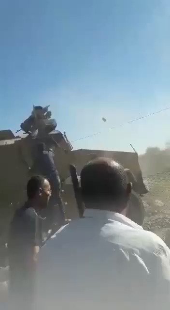 The moment when Turkish armoured vehicle injured a young man in the countryside of Derek