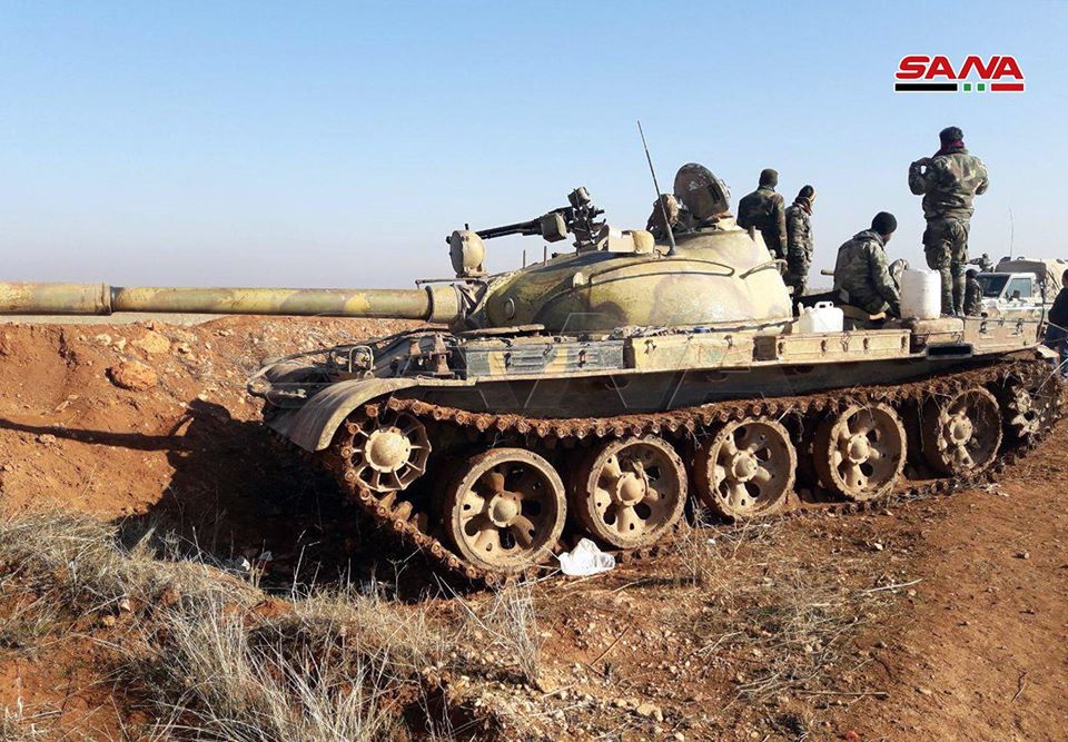 Syria: T-55 & T-62s inside village of Rubayah (E. Idlib) after its takeover from Rebels