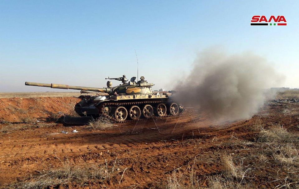 Syria: T-55 & T-62s inside village of Rubayah (E. Idlib) after its takeover from Rebels