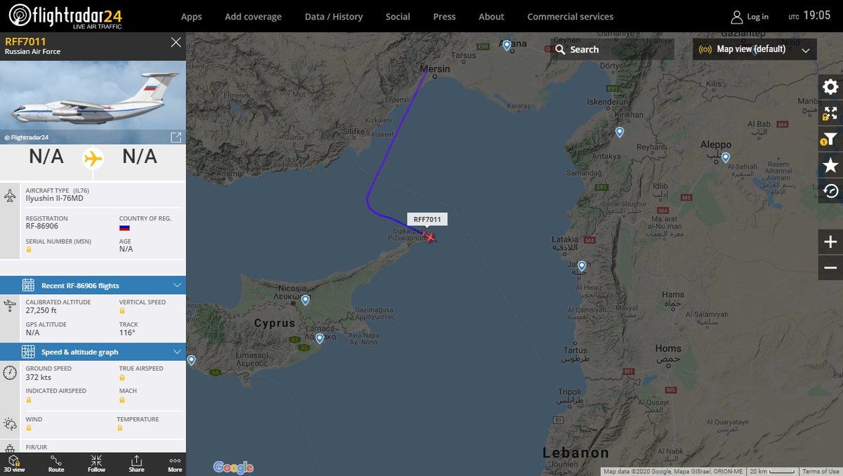 Russian Air Force MEDEVAC Ilyushin Il-76MD RF-86906  descending for Khmeimim Air Base 