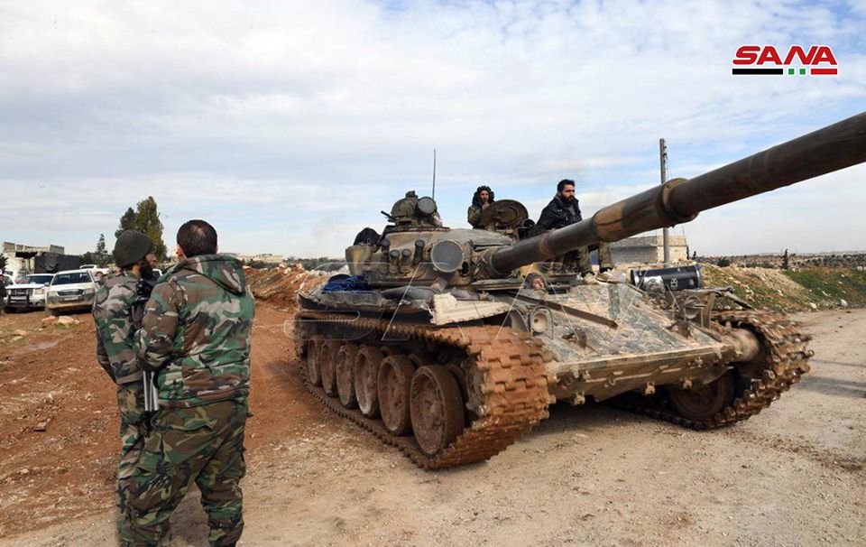 Syria: pro-Assad forces pictured in Khaldiyah (South-West Aleppo front). NDF Volcano rockets' launcher visible