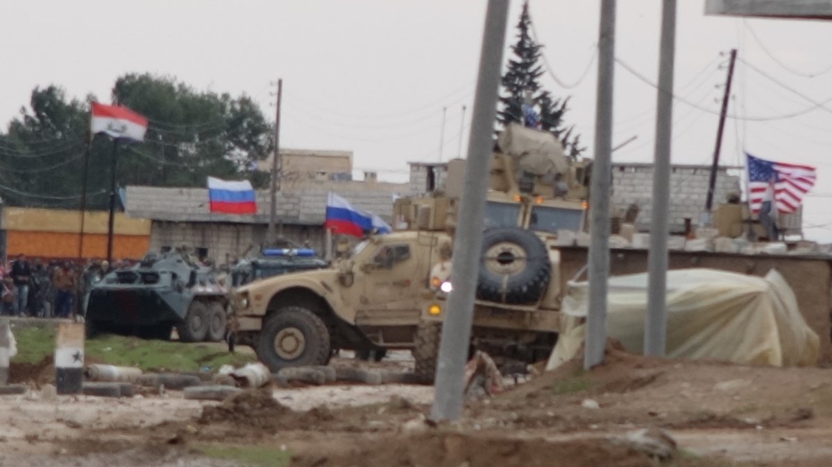 The clash that occurred between the American forces and the Syrian army today in the village of Khirbet Amo in Qamishli and Russian patrol is now on the site