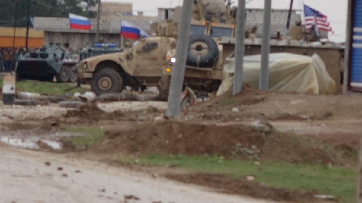 The clash that occurred between the American forces and the Syrian army today in the village of Khirbet Amo in Qamishli and Russian patrol is now on the site