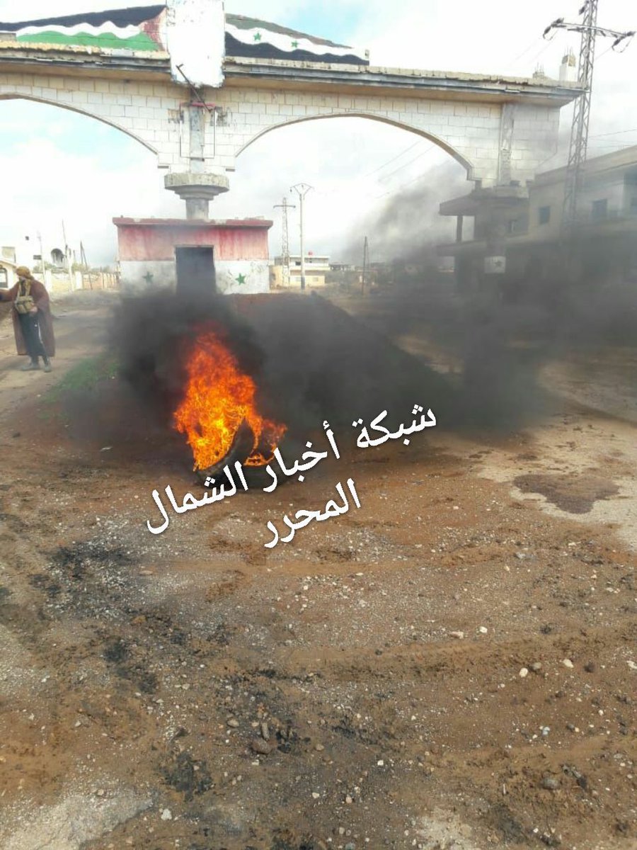 Entrances to the town of Al Muzayrib also taken over by armed rebels. Town located west of Tafas in Daraa Province