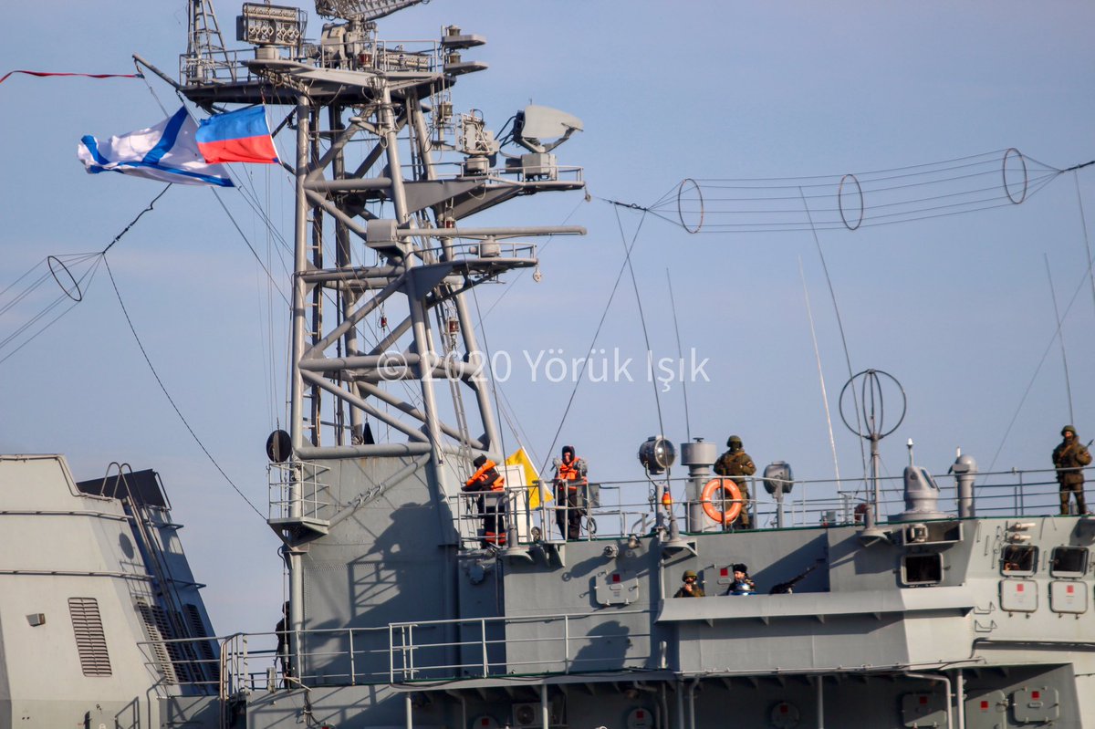 A final Syrian showdown looms: Heavily laden Russian Navy Project 775 Russian Navy Black Sea Fleet 197th Landing Ship Brigade's Ropucha class LSTM (tank carrying landing ship) Novocherkassk 142 transits Bosphorus towards Mediterranean en route to Tartus Syria