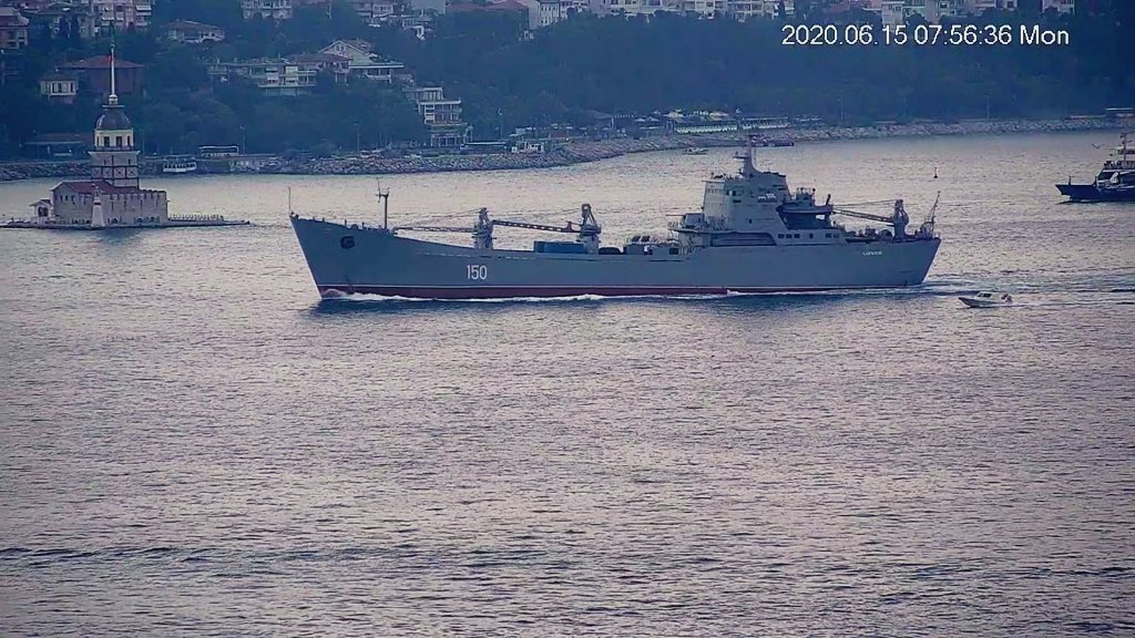 Russian Navy Project 1171 Black Sea Fleet 197th Landing Ship Brigade Tapir (NATO:Alligator) class landing ship LST Saratov 150 returned from Tartus Syria & transited Bosphorus towards the Black Sea en route to Sevastopol