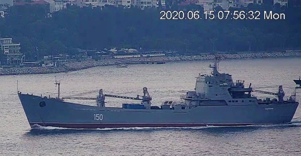 Russian Navy Project 1171 Black Sea Fleet 197th Landing Ship Brigade Tapir (NATO:Alligator) class landing ship LST Saratov 150 returned from Tartus Syria & transited Bosphorus towards the Black Sea en route to Sevastopol