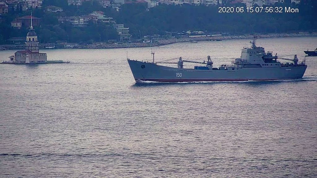 Russian Navy Project 1171 Black Sea Fleet 197th Landing Ship Brigade Tapir (NATO:Alligator) class landing ship LST Saratov 150 returned from Tartus Syria & transited Bosphorus towards the Black Sea en route to Sevastopol