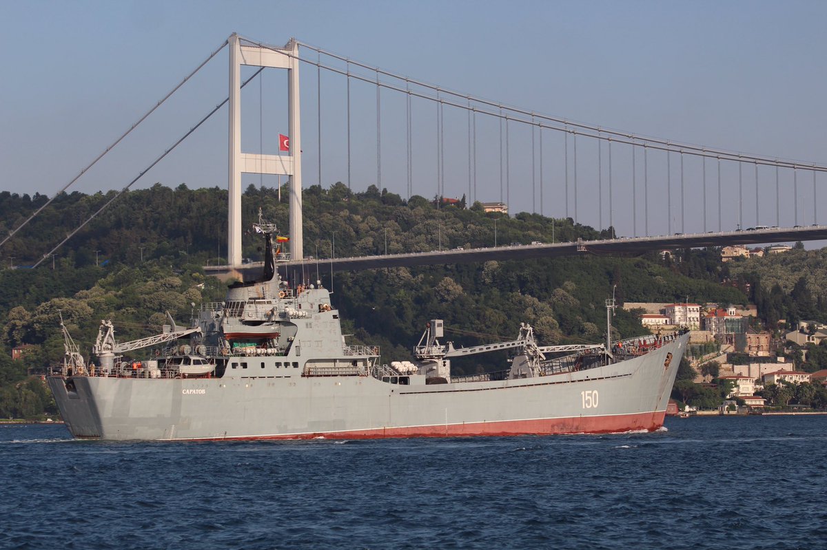 Russia's Syria campaign continues: Russian Navy Project 1171 Black Sea Fleet 197th Landing Ship Brigade Tapir (NATO:Alligator) class tank/APC carrying LST Saratov 150 transited Bosphorus towards Med en route to Russian naval base in Tartus (formerly 720th Logistics Support Point)