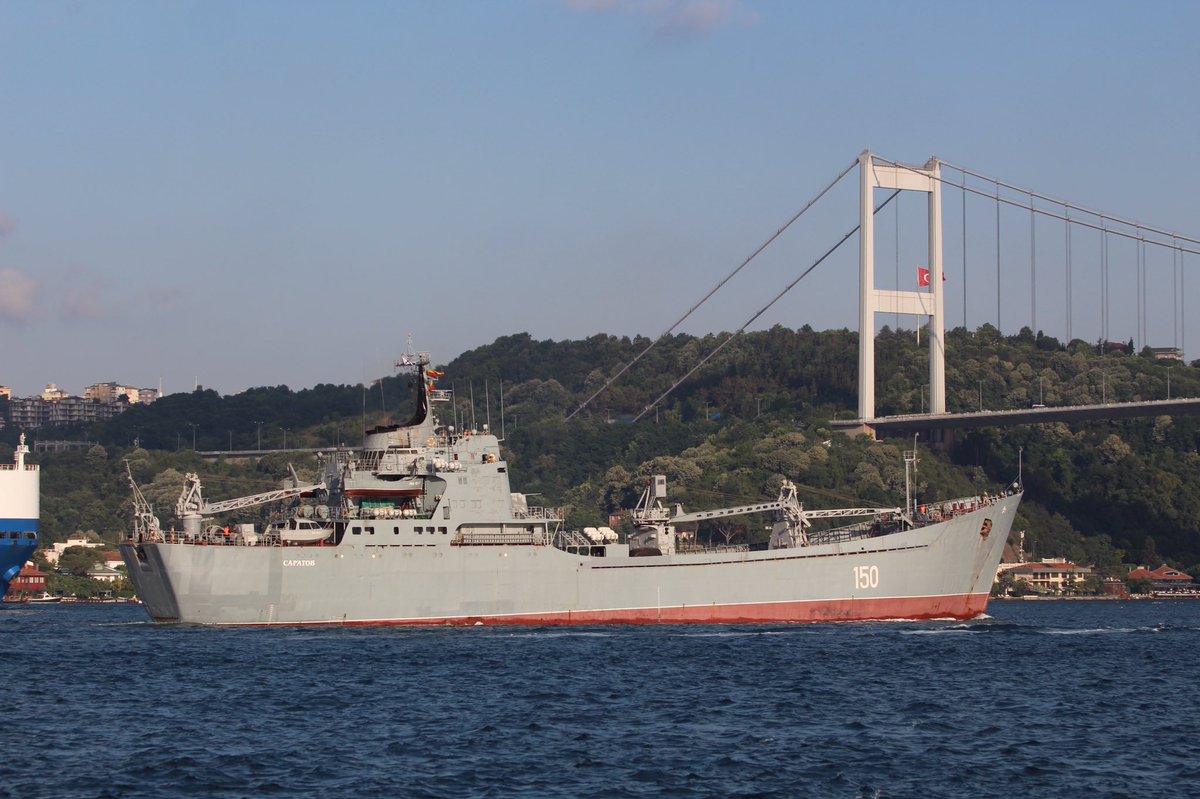 Russia's Syria campaign continues: Russian Navy Project 1171 Black Sea Fleet 197th Landing Ship Brigade Tapir (NATO:Alligator) class tank/APC carrying LST Saratov 150 transited Bosphorus towards Med en route to Russian naval base in Tartus (formerly 720th Logistics Support Point)