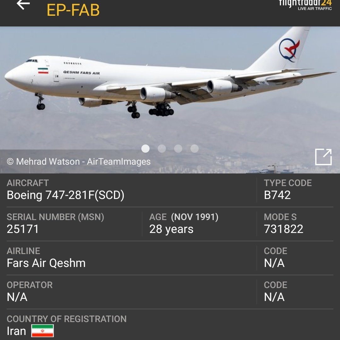 One more visit to Damascus, Syria by IRGC-affiliated Qeshm Fars Air EP-FAB QFZ9950 from Tehran, Iran last night