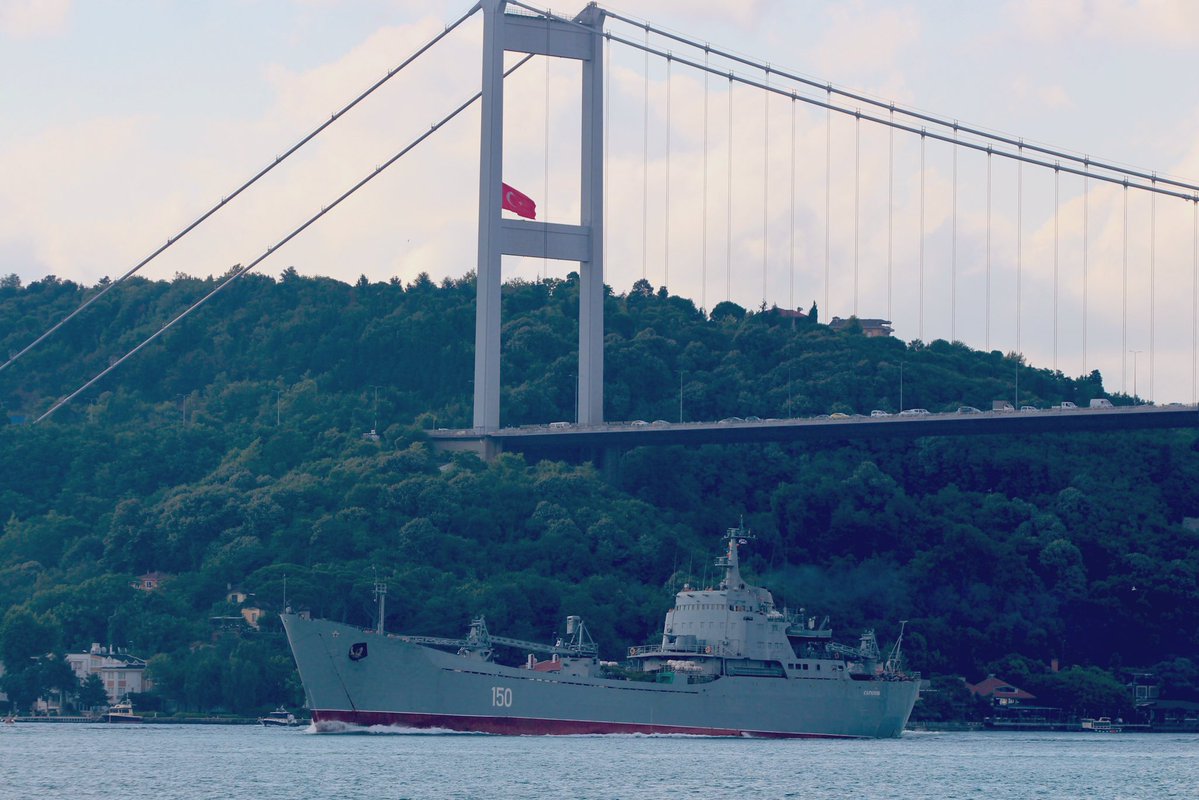 Russian Navy Project 1171 Black Sea Fleet 197th Landing Ship Brigade Tapir (NATO:Alligator) class landing ship LST Saratov 150 returned from Tartus Syria & transited Bosphorus towards the Black Sea en route to Sevastopol