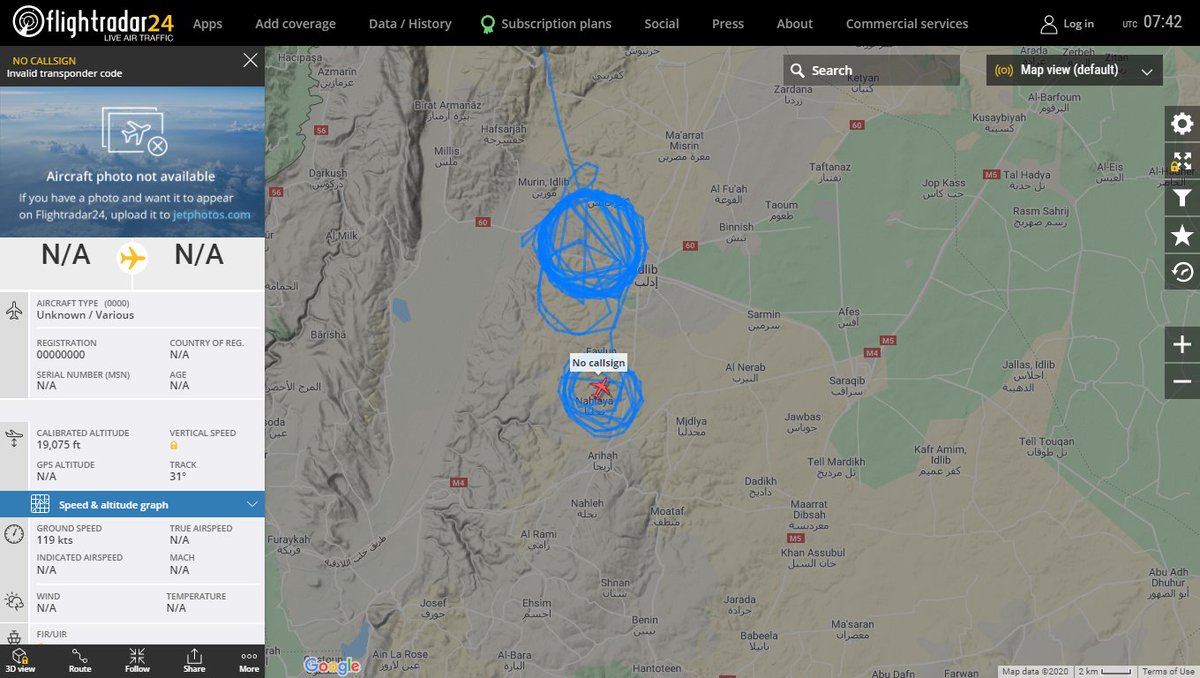 Turkish Bayraktar TB2 UAV orbiting over Idlib Syria