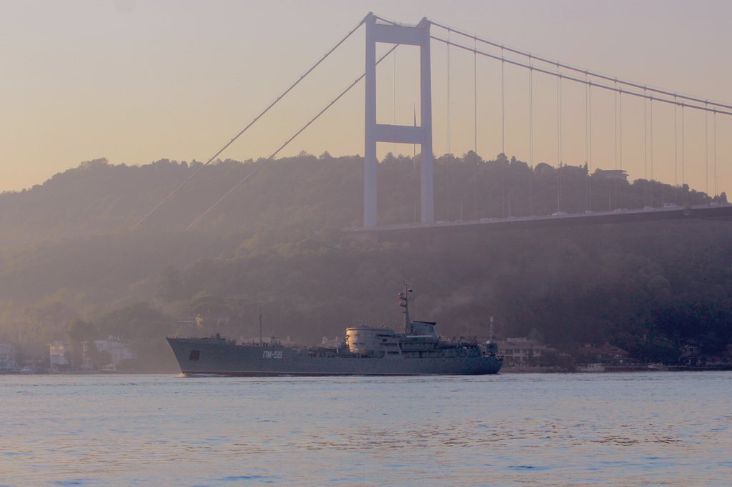 Rotation: Russian Navy Project 304M Amur II class Black Sea Fleet 205th Auxiliary Ship Squad 1st group repair ship PM56 returned from Mediterranean after 168days. Floating workshop transited Bosphorus 04:00Z