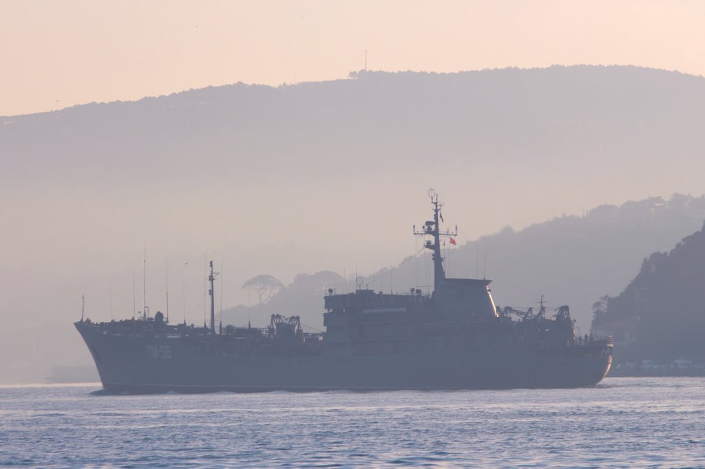 Rotation: Russian Navy Project 304M Amur II class Black Sea Fleet 205th Auxiliary Ship Squad 1st group repair ship PM56 returned from Mediterranean after 168days. Floating workshop transited Bosphorus 04:00Z