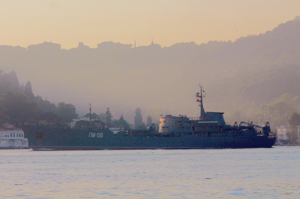 Rotation: Russian Navy Project 304M Amur II class Black Sea Fleet 205th Auxiliary Ship Squad 1st group repair ship PM56 returned from Mediterranean after 168days. Floating workshop transited Bosphorus 04:00Z