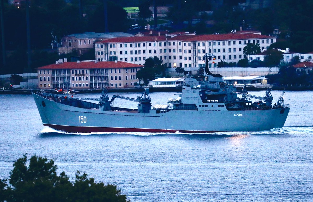 Russian Navy Project 1171 Black Sea Fleet 197th Landing Ship Brigade Tapir (NATO:Alligator) class landing ship LST Saratov 150 returned from Tartus Syria & transited Bosphorus towards the Black Sea en route to Sevastopol 04:00Z.