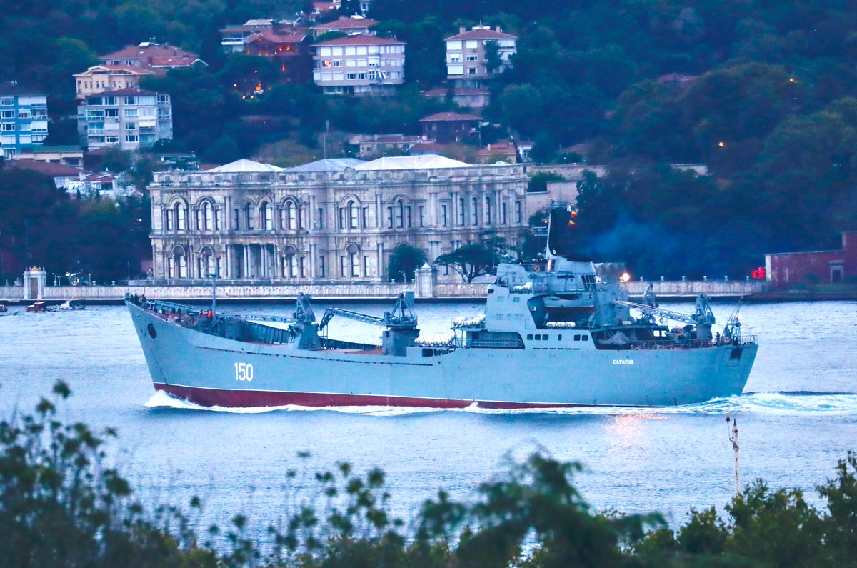 Russian Navy Project 1171 Black Sea Fleet 197th Landing Ship Brigade Tapir (NATO:Alligator) class landing ship LST Saratov 150 returned from Tartus Syria & transited Bosphorus towards the Black Sea en route to Sevastopol 04:00Z.