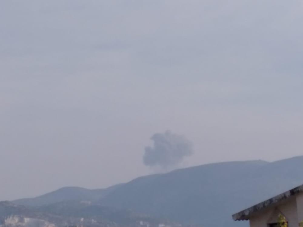 Russian warplanes target with missiles the Tilal al-Kabina area in the Lattakia Mountains. Syria Latakia
