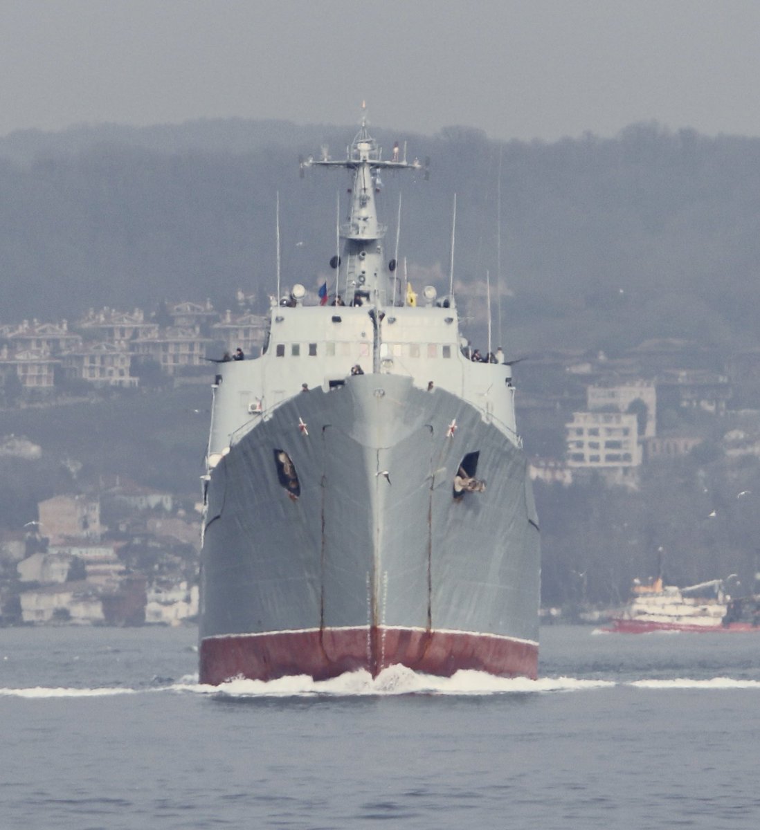 Russia's Syria campaign: Russian Navy Russian Navy Project 1171 Black Sea Fleet 197th Landing Ship Brigade Tapir (NATO:Alligator) class LST Saratov 150 transited Bosphorus towards Mediterranean en route to the Russian naval base in Tartus