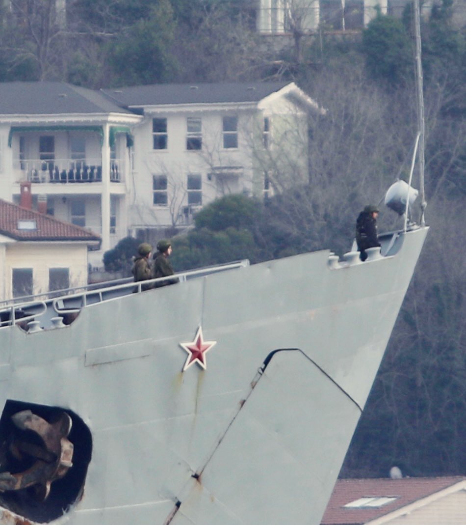 Russia's Syria campaign: Russian Navy Russian Navy Project 1171 Black Sea Fleet 197th Landing Ship Brigade Tapir (NATO:Alligator) class LST Saratov 150 transited Bosphorus towards Mediterranean en route to the Russian naval base in Tartus