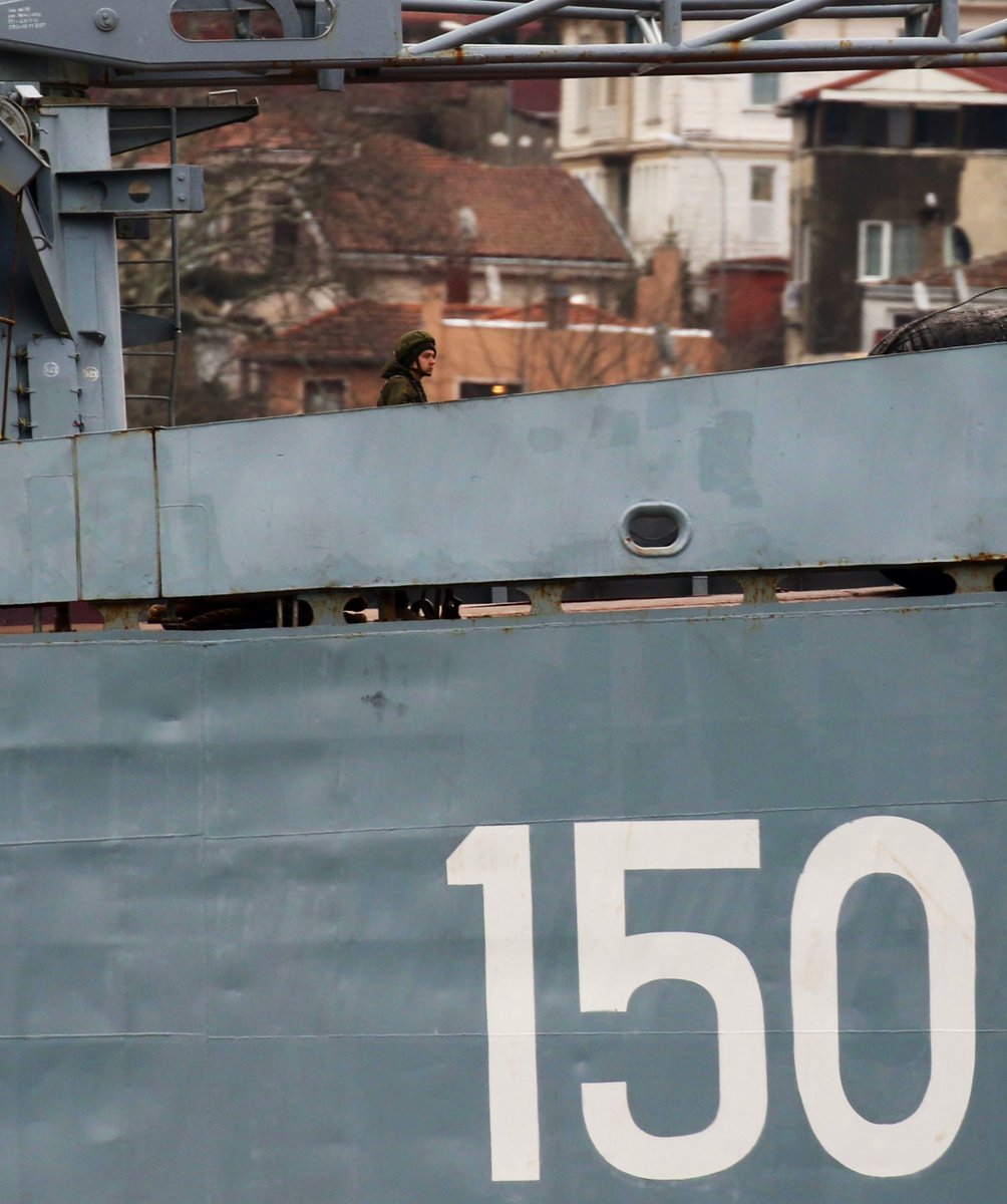 Russia's Syria campaign: Russian Navy Russian Navy Project 1171 Black Sea Fleet 197th Landing Ship Brigade Tapir (NATO:Alligator) class LST Saratov 150 transited Bosphorus towards Mediterranean en route to the Russian naval base in Tartus