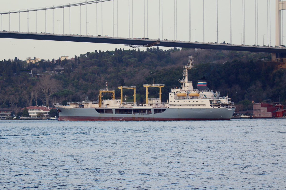 Russian Navy Project 1559V, Black Sea Fleet 205th Auxiliary Ship Squad's 2nd Group's Boris Chilkin class large replenishment tanker Ivan Bubnov transited Bosphorus towards the Black Sea after 8 months Mediterranean deployment