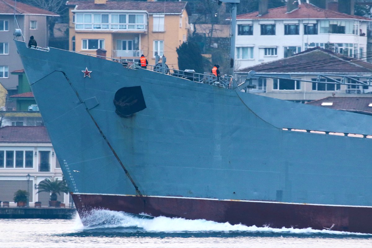 Russian Navy Project 1171 Black Sea Fleet 197th Landing Ship Brigade Tapir (NATO:Alligator) class landing ship LST Saratov 150 returned from Tartus Syria & transited Bosphorus towards the Black Sea en route to Sevastopol 04:30Z