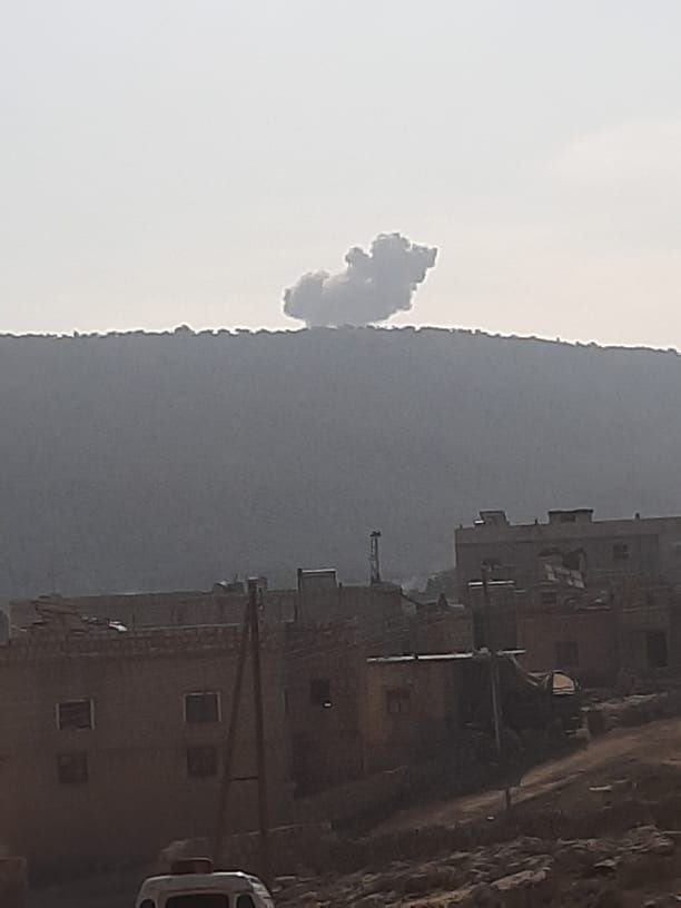 Russian warplanes target with missiles the vicinity of the city of Darat Izza in the countryside of Aleppo