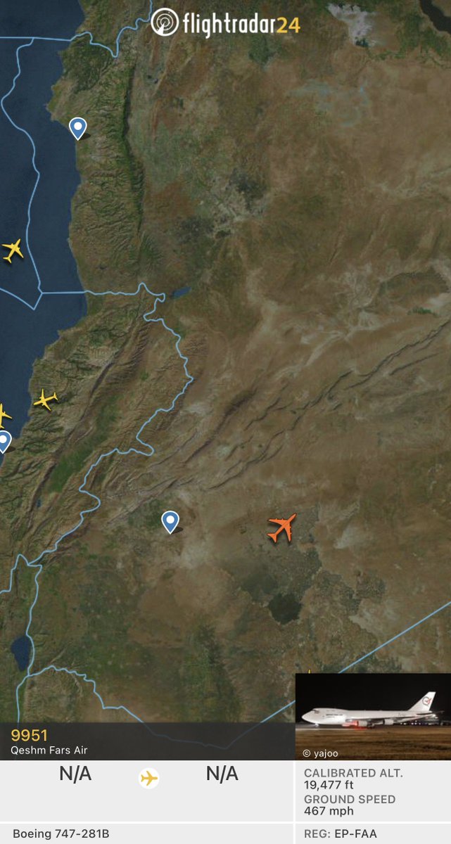 IRGC affiliated Qeshm Fars Air EP-FAA outbound from Damascus, Syria en route back to Tehran, Iran