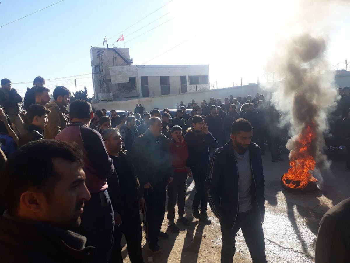 Protests against raising electricity prices expands in the northern countryside of Aleppo, with the people of Marea joining the demonstrations