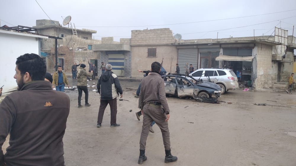 One person was killed and others wounded when an explosive device exploded in a car near the transportation of Azaz city in the northern countryside of Aleppo