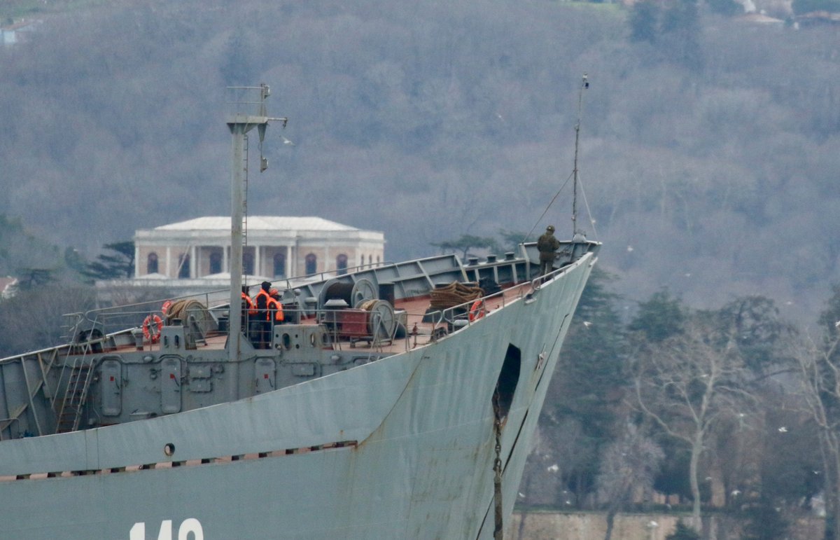 Russia's Syria campaign continues: Russian Navy Project 1171 Black Sea Fleet 197th Landing Ship Brigade Tapir (NATO:Alligator) class LST Orsk 148 transited Bosphorus towards Mediterranean carrying APCs en route to Russian naval base Tartus