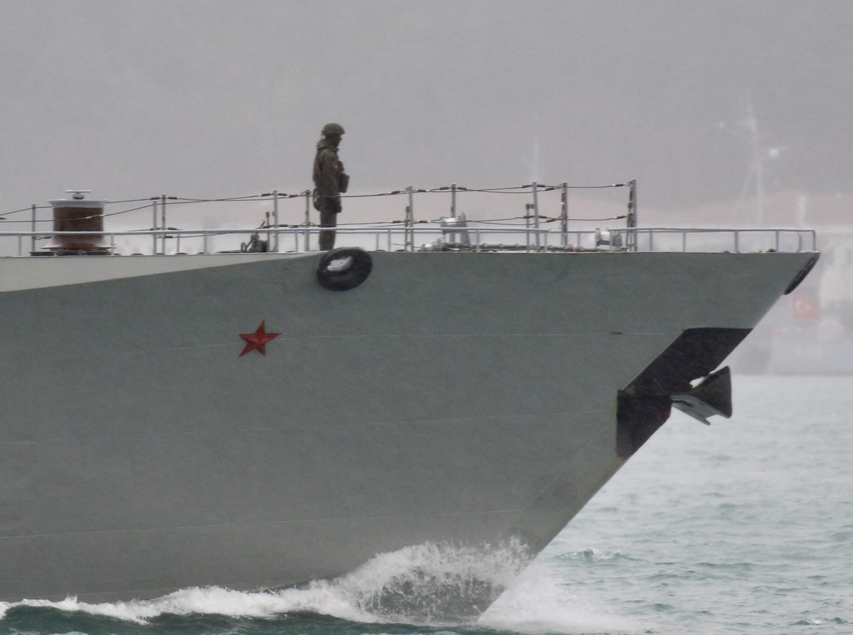 Small but powerful: Zelenodolsk AM Gorky built, Russian Navy Project 21631 Black Sea Fleet 41st Brigade of Missile Boats' Buyan M class corvette Orehovo-Zyevo 626 transited Bosphorus towards Mediterranean armed with Novator 3M-14T (NATO: SS-N-30) land attack (Kalibr-NK) missiles