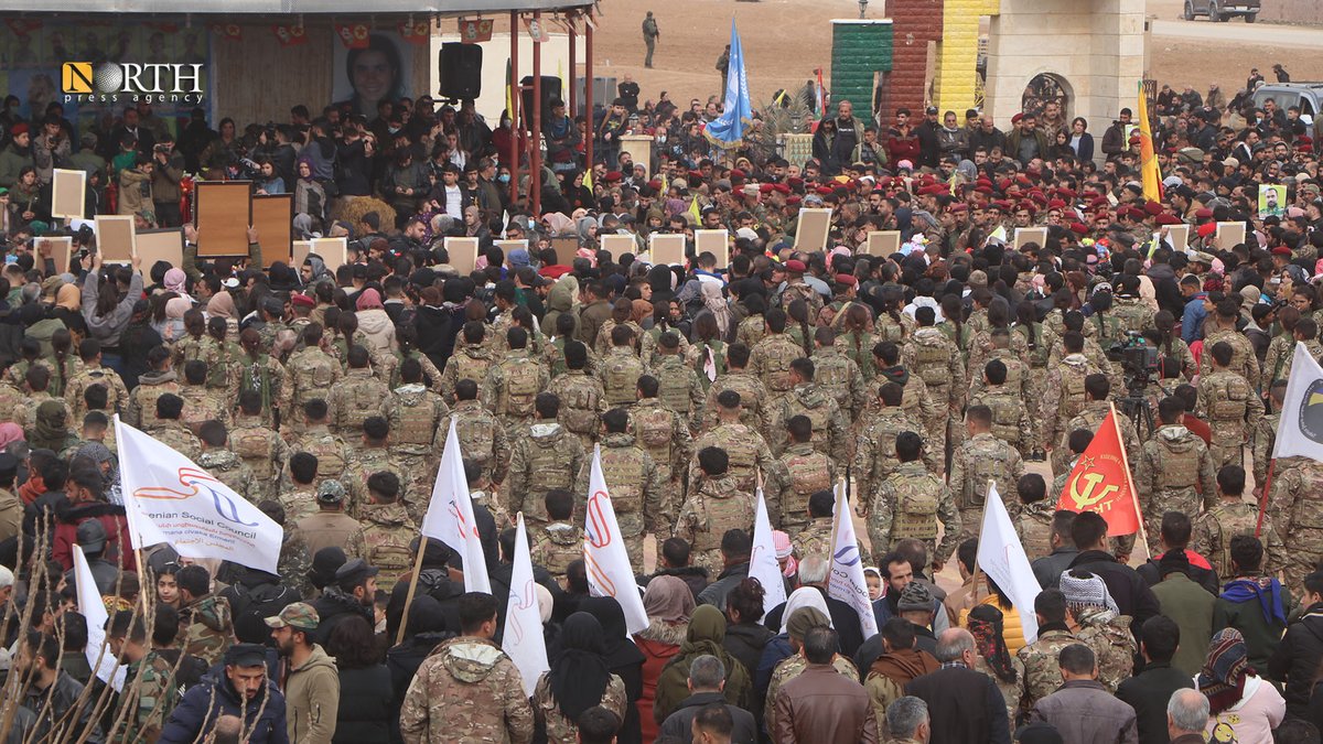 Residents of Hasakah mourn the dead of ISIS attack on a-Sin'a'a prison, NE Syria