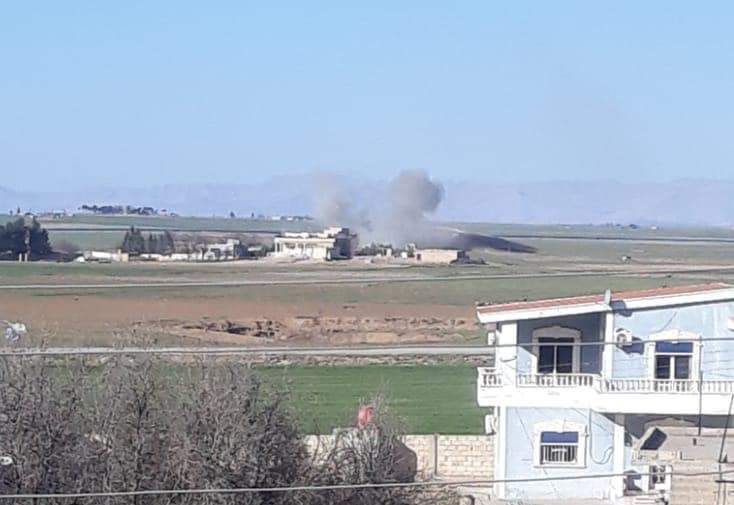 Turkish artillery units hit YPG/PKK positions in the town of Derbesiye in the north of Haseke
