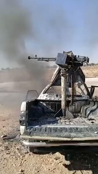 Rare incident of the SAA shelling TFSA territory at al Bab as the Abu al Zandin crossing was hit by artillery. Direct hit against a TFSA technical, killing one fighter and badly wounding three others
