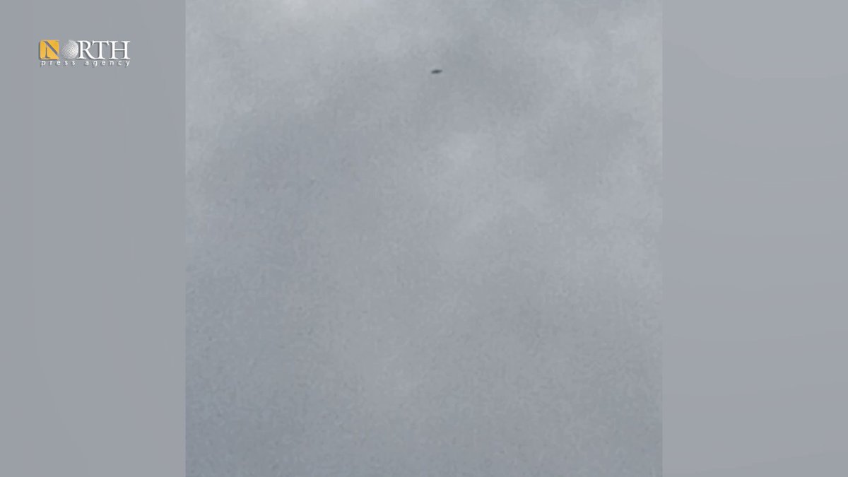 Unknown drone is flying over Tel Rifaat town in Aleppo northern countryside, north Syria, amid Turkey's bombardment