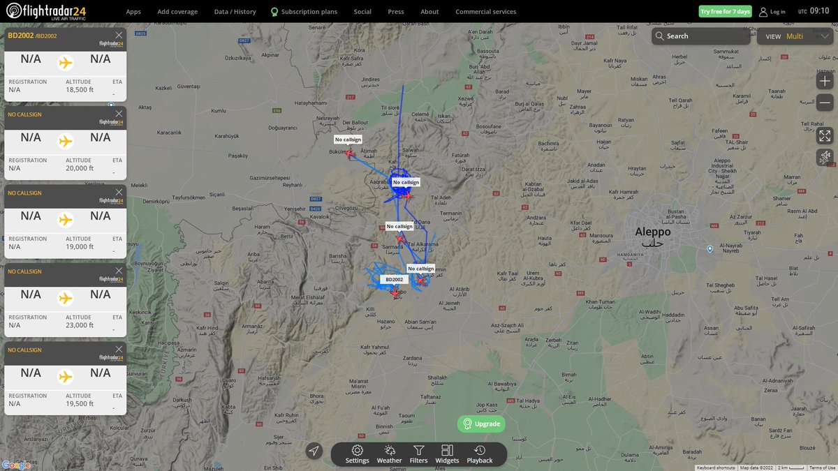 5x Turkish UAVs orbiting over Syria